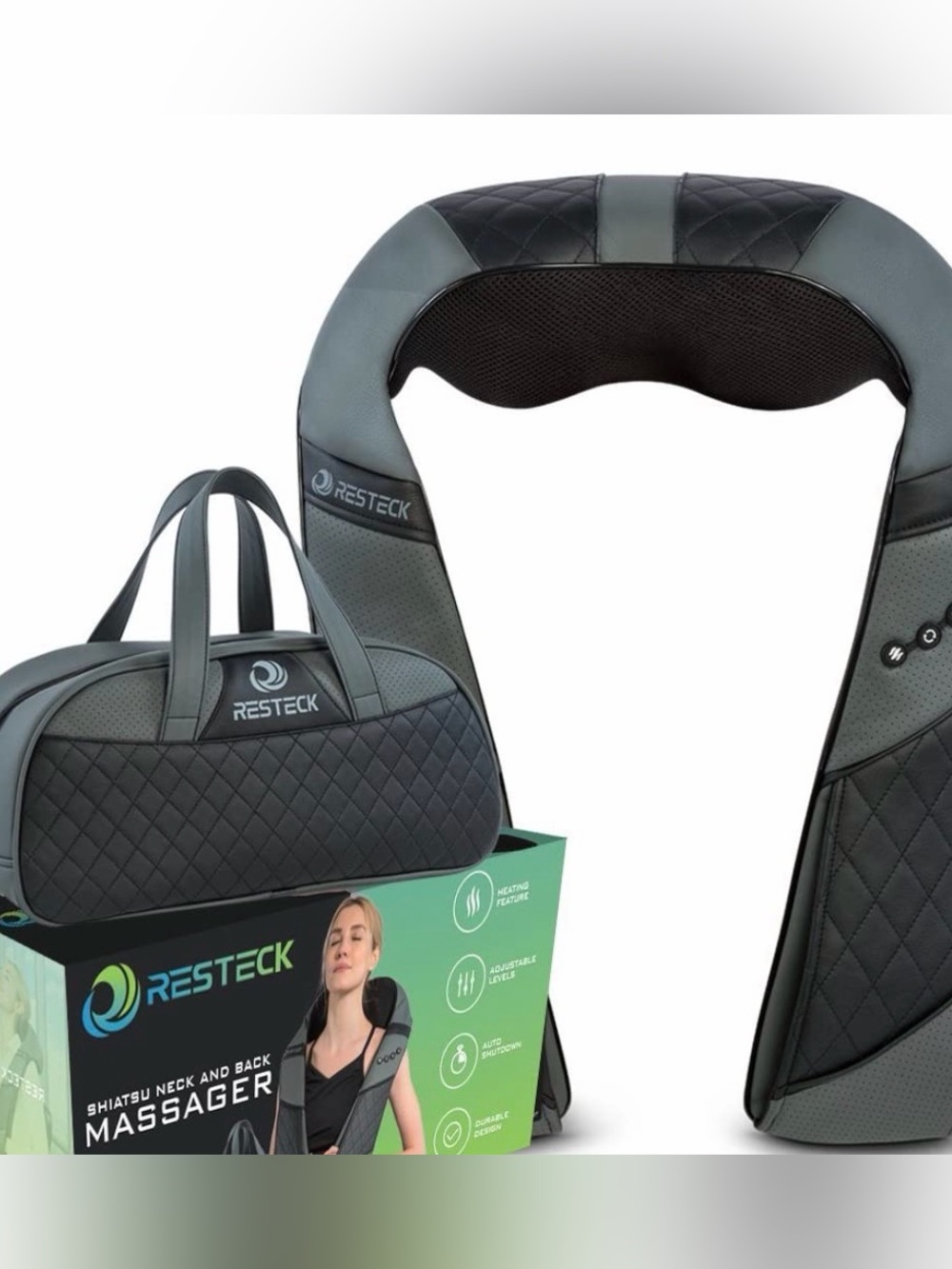 Resteck Shiatsu Neck & Back Massager - Gray/Black